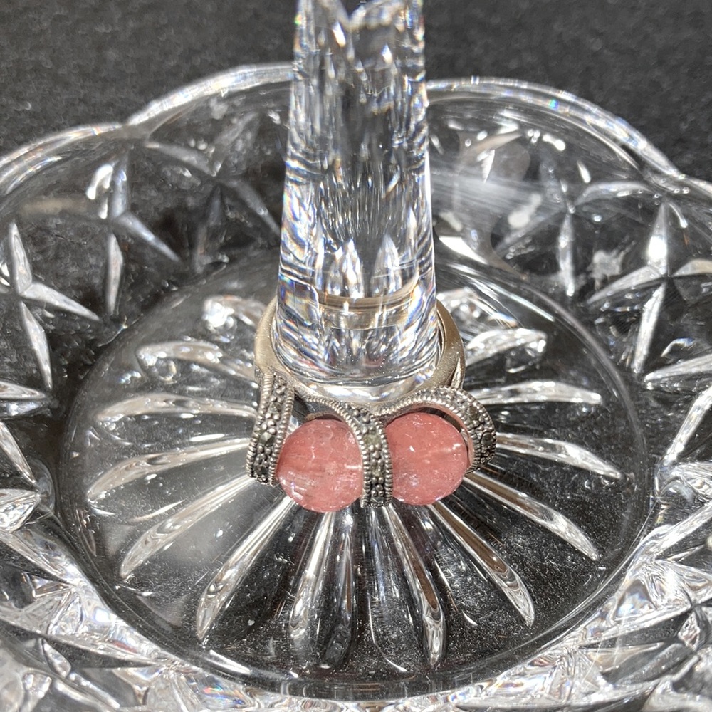 Marcasite Sterling Silver/Strawberry Quartz Ring